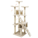 Albero Tiragraffi con Cuccia per Gatti H170 cm in Legno Sisal Naturale Rizzetti Beige