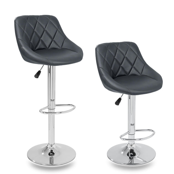 Set 2 Sgabelli Alti in Similpelle Imbottita Rizzetti Anshar Grigi sconto