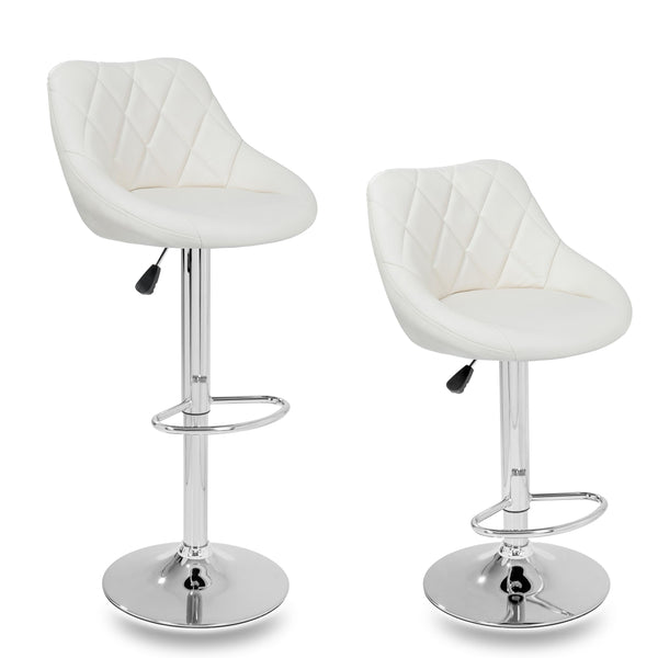 sconto Set 2 Sgabelli Alti in Similpelle Imbottita Rizzetti Anshar Beige