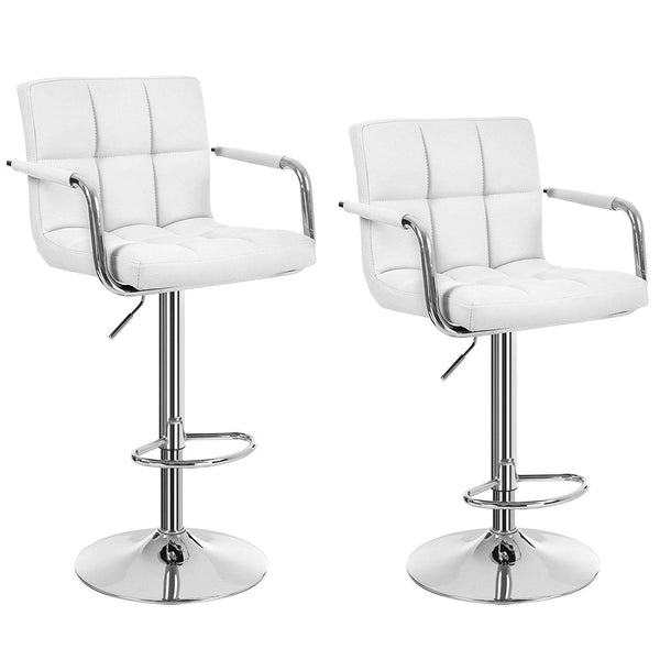 sconto Set 2 Sgabelli Alti in Similpelle Imbottita Rizzetti Plusmir Bianchi