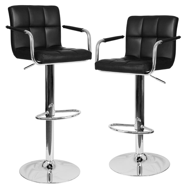 acquista Set 2 Sgabelli Alti in Similpelle Imbottita Rizzetti Plusmir Neri