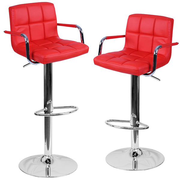 Set 2 Sgabelli Alti in Similpelle Imbottita Rizzetti Plusmir Rossi online
