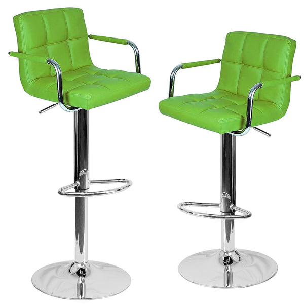 sconto Set 2 Sgabelli Alti in Similpelle Imbottita Rizzetti Plusmir Verdi