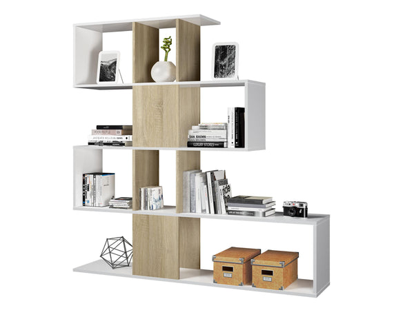 sconto Mobile a Scaffali Libreria 4 Livelli in Legno 145x29x145 cm Rizzetti Elche Bianco