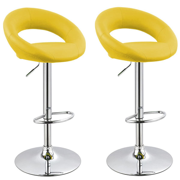 sconto Set 2 Sgabelli Alti in Similpelle Imbottita Rizzetti Chicago Gialli