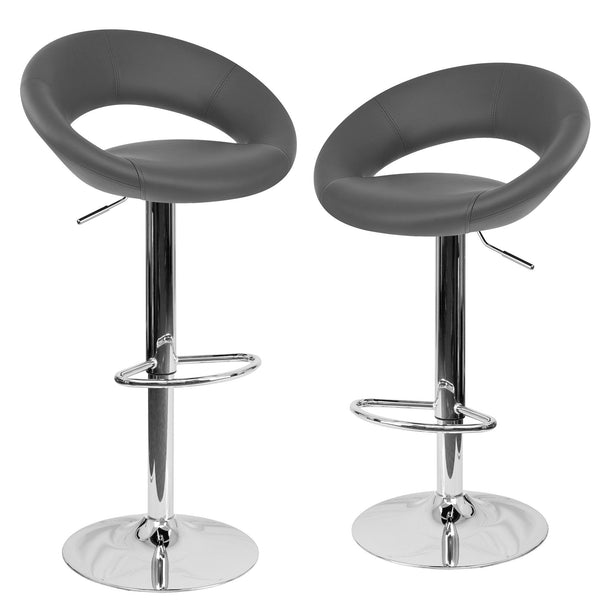 Set 2 Sgabelli Alti in Similpelle Imbottita Rizzetti Chicago Grigi sconto