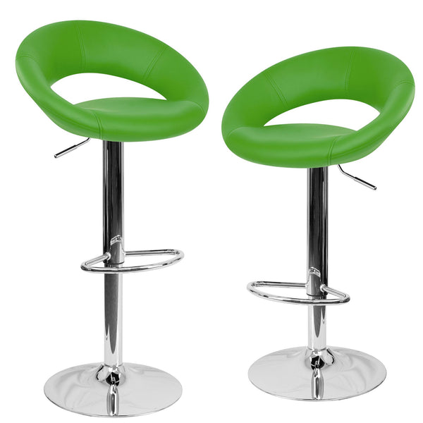 Set 2 Sgabelli Alti in Similpelle Imbottita Rizzetti Chicago Verdi sconto