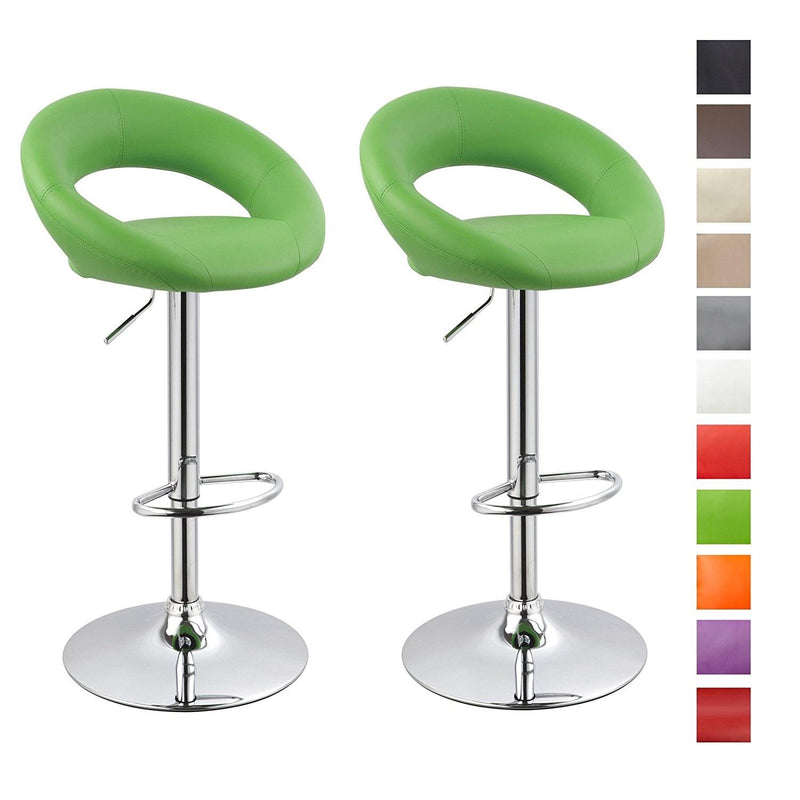 Set 2 Sgabelli Alti in Similpelle Imbottita Rizzetti Chicago Verdi