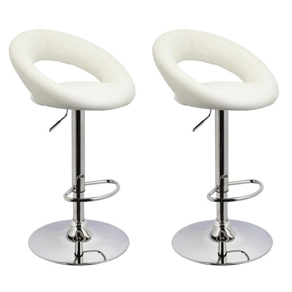 sconto Set 2 Sgabelli Alti in Similpelle Imbottita Rizzetti Chicago Bianchi