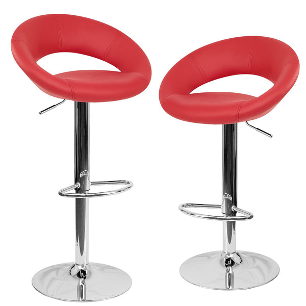 Set 2 Sgabelli Alti in Similpelle Imbottita Rizzetti Chicago Rossi online