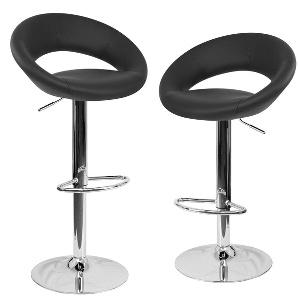 Set 2 Sgabelli Alti in Similpelle Imbottita Rizzetti Chicago Neri prezzo