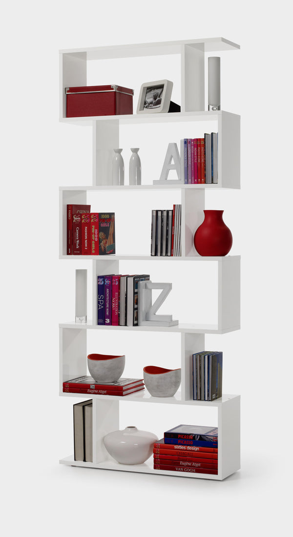 sconto Libreria Salvaspazio per Soggiorno 70x24x190,5 cm Rizzetti Friburgo Bianca