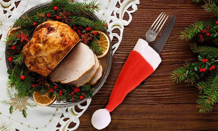 Set 4 Tasche Portaposate Natalizie in Poliestere Rizzetti Cappello di Babbo Natale