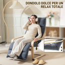 Poltrona Relax con Poggiapiedi Regolabile in Legno con Rivestimento in Velluto Grigio Scuro   