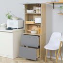 Madia Credenza per Cucina 2 Cassetti e Armadietto 60x38x168 cm in Legno  Grigio