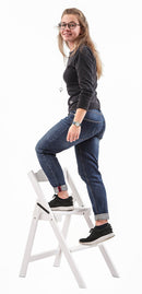 Sedia Scala Pieghevole 51x41xh75 cm in Legno Faggio Massello Grigio Scuro