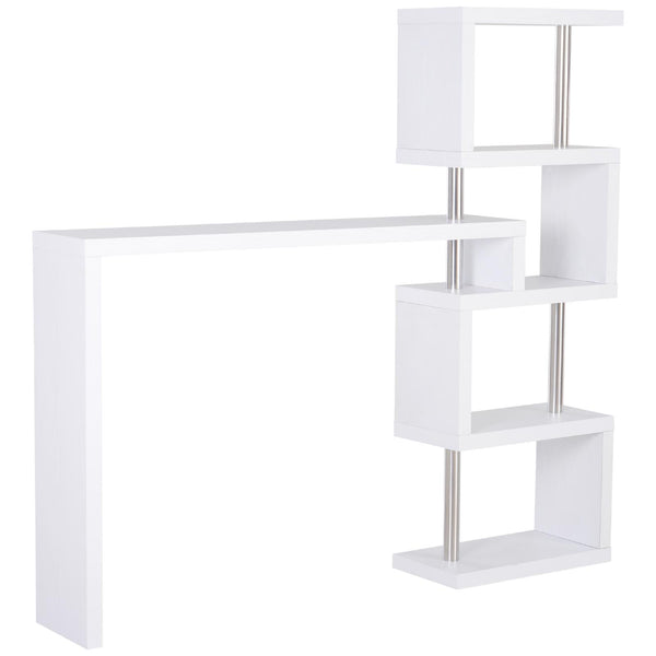 acquista Mobile a Scaffali Libreria 4 Livelli con Tavolo in MDF Bianco
