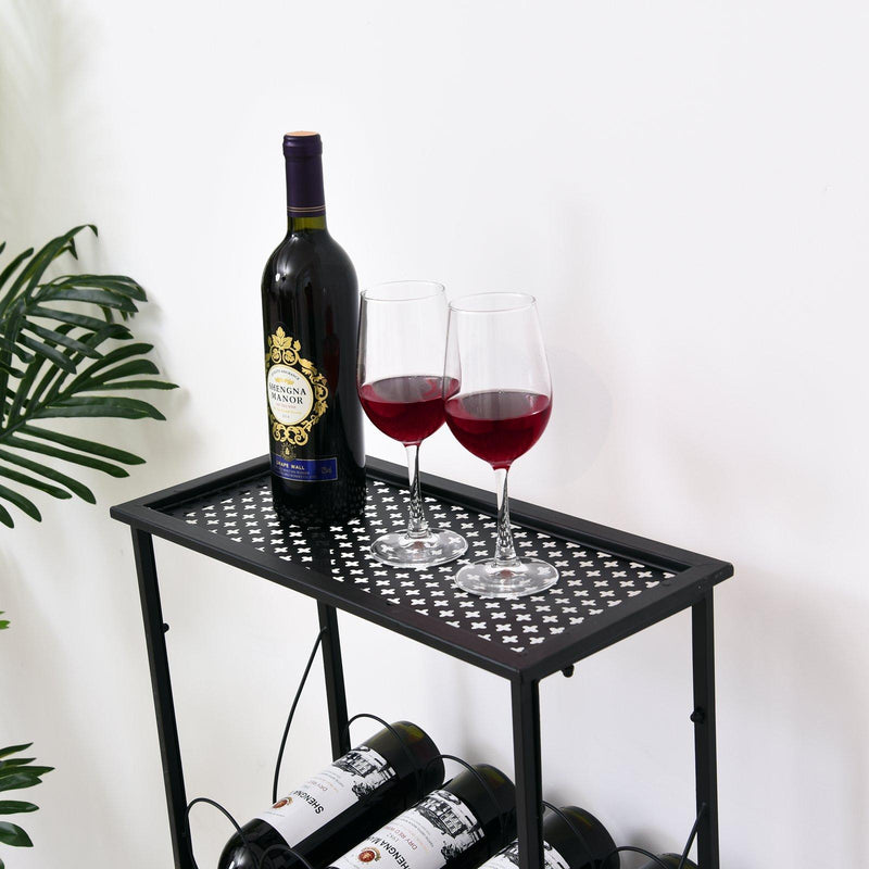 Cantinetta Portabottiglie 47,5x21,5x100 cm in Ferro Rustico  Nera