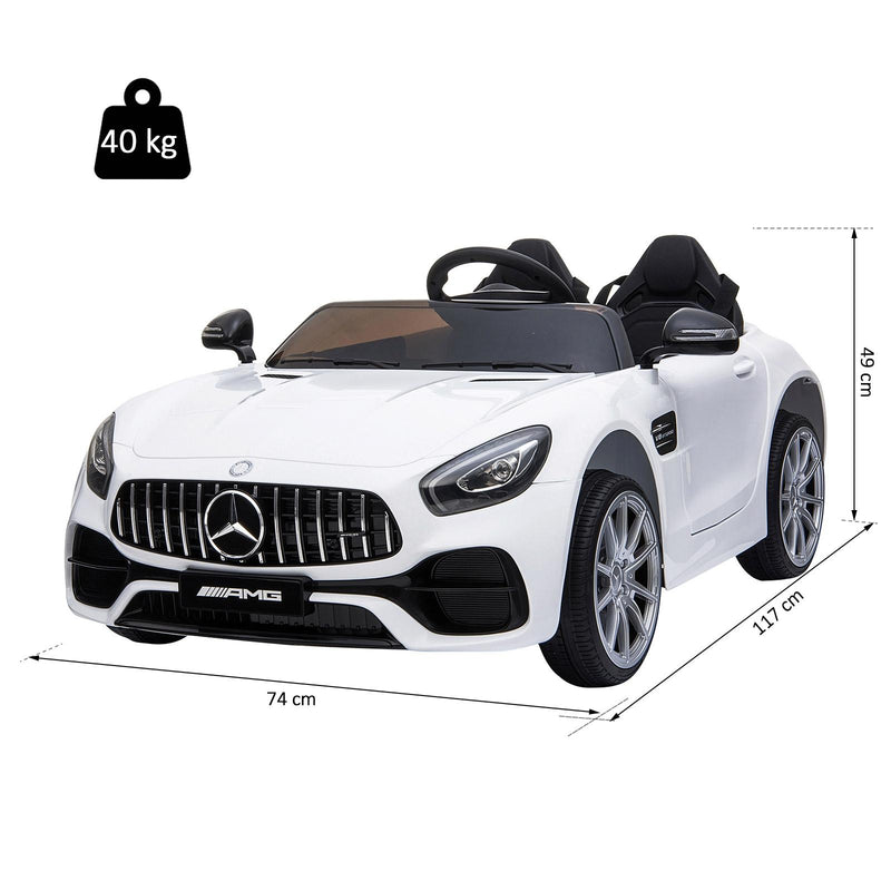 Macchina Elettrica per Bambini 2 Posti 12V con Licenza Mercedes GTR AMG Bianca