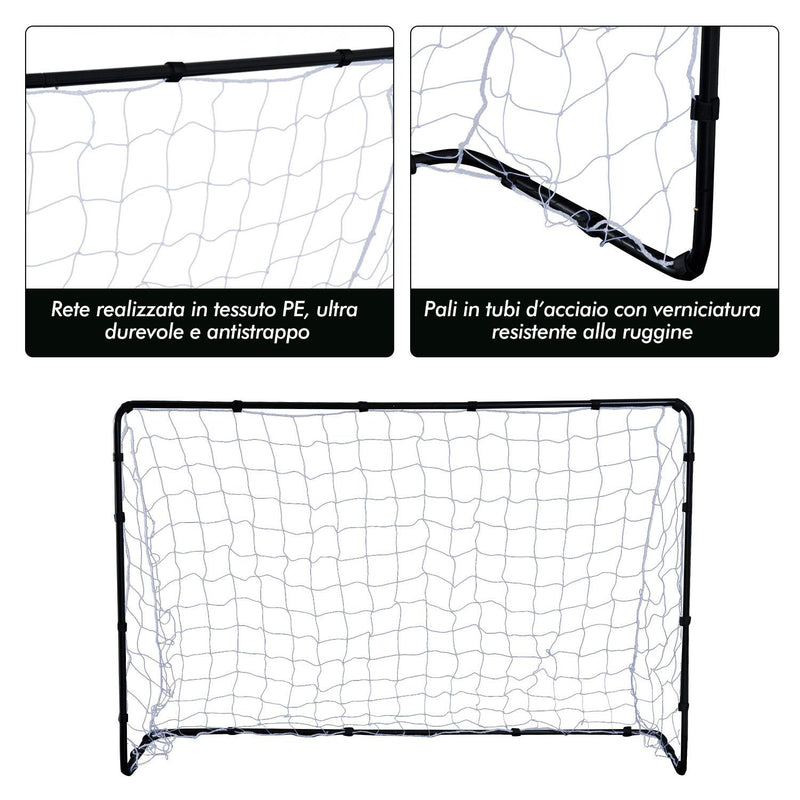 Porta da Calcio Portatile con Rete 183x61x122 cm  Nera