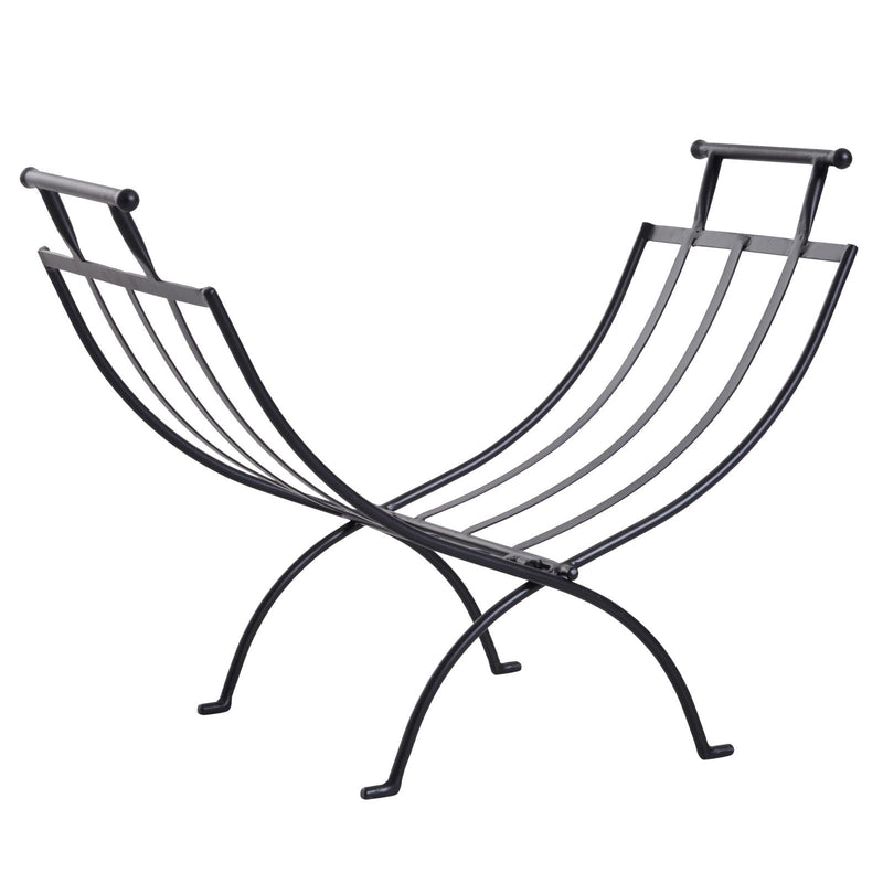 Portalegna Legnaia Pieghevole in Ferro 60x35x45 cm Max 30Kg  Nero