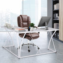 Scrivania da Ufficio ad Angolo in Metallo e MDF 142x142x76 cm  Bianca