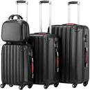 Set 4 Valigie Trolley e Beauty Case Rigide da Viaggio Easy Roll Angoli Rinfornzati in ABS Nero