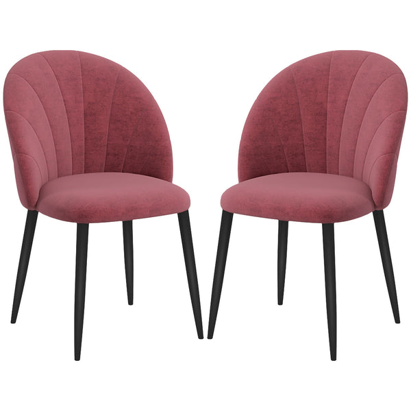 prezzo Set 2 Sedie da Pranzo in Velluto Imbottite 52x54x79 cm con Gambe in Metallo Rosso Antico