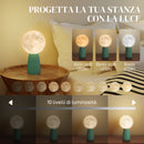 Lampada da Tavolo a Forma di Luna a 3 Tonalità Ø15x28 cm in ABS Bianco e Verde Scuro  