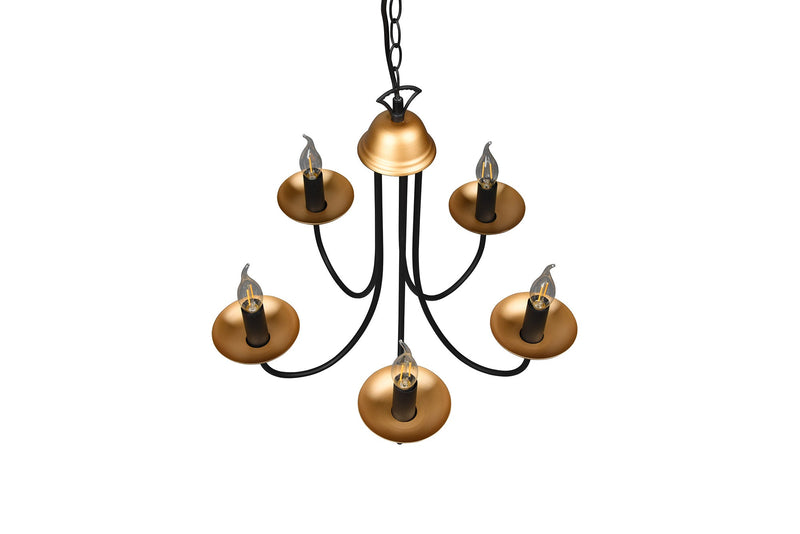 Lampadario Sospeso da Interno Attacco E14 in Metallo Nero Opaco