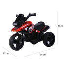 Moto Elettrica per Bambini 6V 3 Ruote con Suoni e Luci Rosso