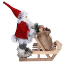 Pupazzo Babbo Natale in Tessuto con slitta regali grigio rosso cm 33x12xh30