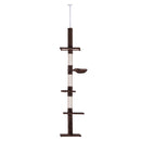 Albero Tiragraffi per Gatti Multilivello a Soffitto 40x34x230-260 cm Altezza Regolabile Marrone