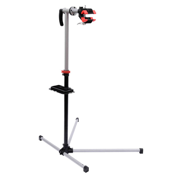 Cavalletto Supporto per Bicicletta con Piedistallo e Vassoio in Acciaio 84x75x100-160 cm sconto