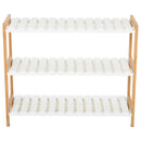 Scarpiera 3 Ripiani in MDF e Legno di Mabù 70x26x57,5 cm  Bianca