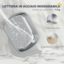 Lettiera Gatto Chiusa L 52,4x41,3x39,9 cm con Maniglia Paletta Pacchetto Deodorante e Antiperdita in Acciaio Inox e ABS Grigio      