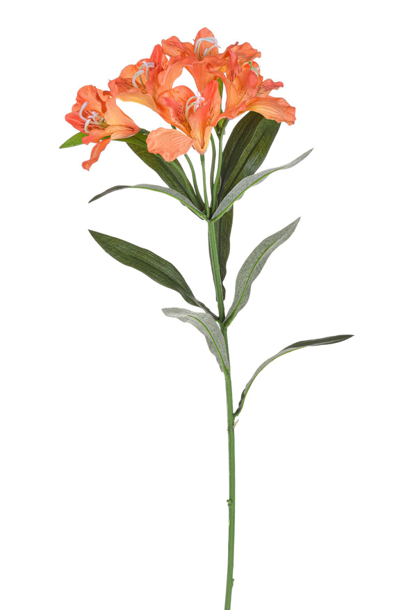 acquista Set 8 Fiori Artificiali di Alstromeria in Materiale Sintetico Altezza 62 cm Arancio