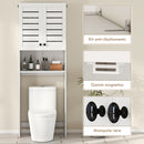 Mobile Sopra WC 67x31.5x190 cm con Armadietto a 2 Ante e Ripiano Aperto in Legno Bianco      