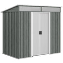 Casetta Box da Giardino 195x122x181,5 cm con Porte Scorrevoli e Pavimentazione in Acciaio Grigio Chiaro      