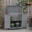 Armadietto da Giardino 2 Ante Tetto Apribile 74x43x88 cm in Legno di Abete Grigio Scuro
