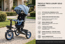 Passeggino Triciclo per Bambini 1-3 Anni Trico Luxury Gold 7 Modalità di Guida Blu