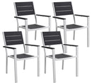 Set 4 Sedie da Giardino 58x55,5x88,5 cm in Polietilene e Metallo Grigio e Bianco
