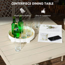 Set Tavolo e 4 Poltrone da Giardino con Cuscini in Acciaio e Rattan PE Cachi