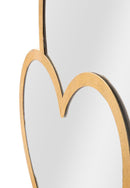 Specchio Glam Double Heart 65x2x50 cm in Ferro Specchio e MDF Oro