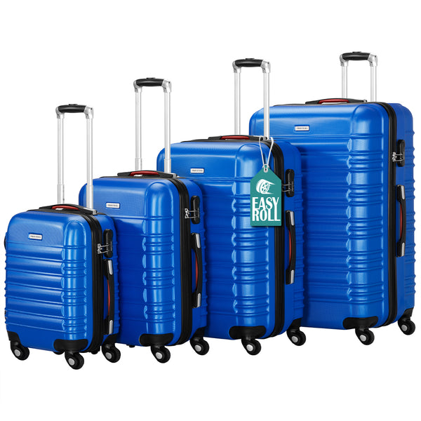 Set 4 Valigie Rigide Trolley Easy Roll Bagaglio a Mano e Stiva da Viaggio in ABS Blu online