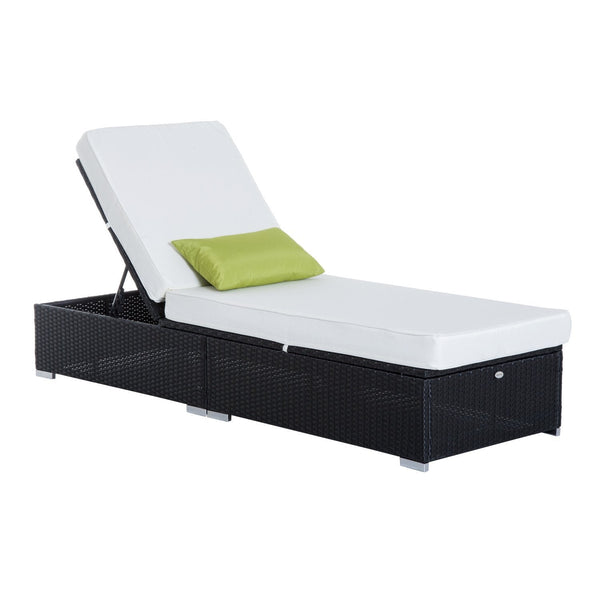 Lettino Prendisole da Giardino di Lusso in Rattan Sintetico e Alluminio Nero acquista