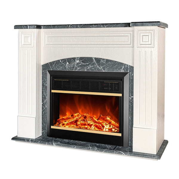 Camino Elettrico da Pavimento 90x115x32 cm Effetto Fiamma 1500W Magnolia & Mars Ivory/dark gray sconto