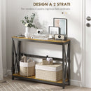 Consolle da Ingresso Stile Industriale con Prese di Corrente 100x24x75 cm Legno e Acciaio 