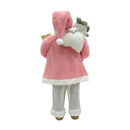 Babbo Natale Abito Rosa e Bianco H90 cm con Suoni