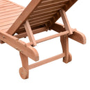 Lettino Prendisole da Giardino 182x60x35 cm con Ruote e Vassoio Estraibile in Legno